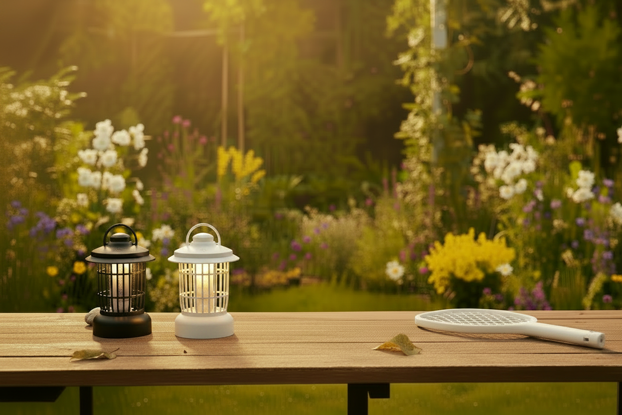 Black and white lanterns side by side